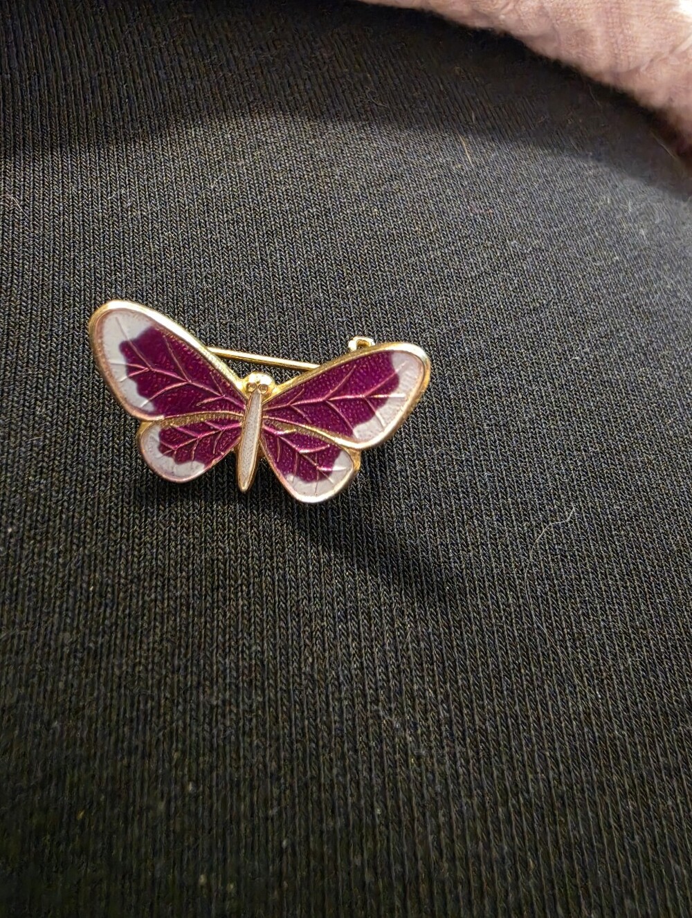 Gold-Tone Purple Butterfly Brooch Pin